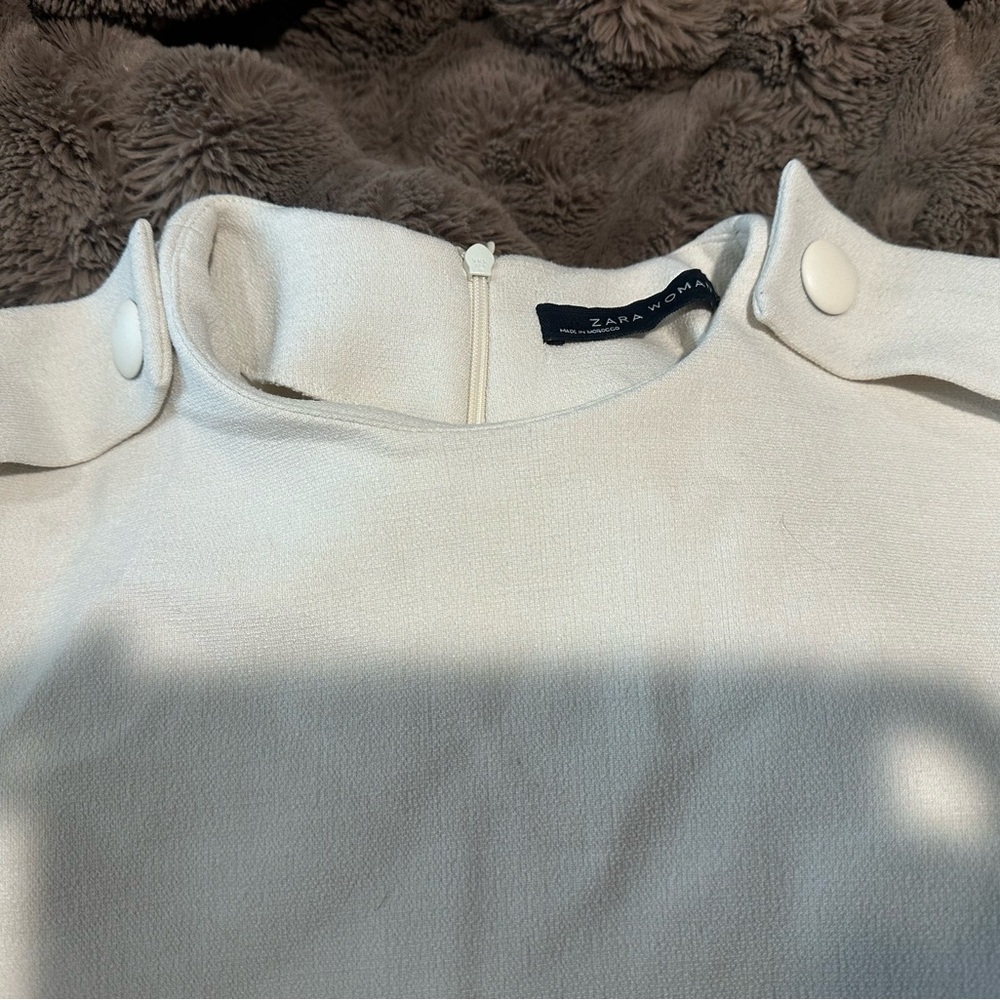 Zara Cream Textured Dress - Picture 6 of 11